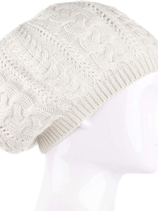 Women\'s Crochet Knitted Style Beanie Slouchy Hat Off-white main image 7